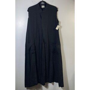 Womens Eskandar Neiman Marcus Linen Shirt Dress Duster Black Size 1 US 10/12 NWT